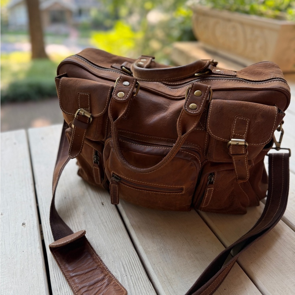 Unbranded Chocolate Brown Suede Leather Genuine Dispatch Travel Bag. 16X11X9 - Picture 3 of 9